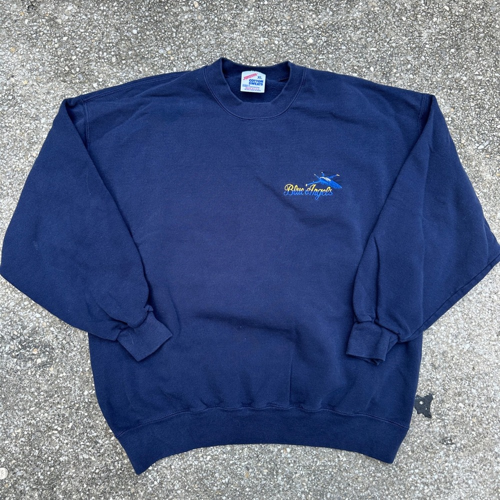 Vintage Jerzees Blue Angels Sweatshirt XL Navy Blue Made in USA Crewneck